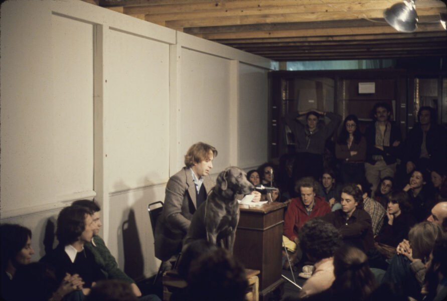 William Wegman, Reading from War and Peace with Man Ray (1977)