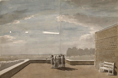 Paul Sandby | The Meteor of August 18, 1783, as seen from the East Angle of the North Terrace, Windsor Castle | 1783 | Yale Center for British Art, Paul Mellon Collection