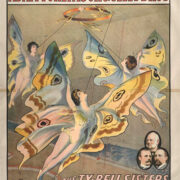 Strobridge Lithograph | Forepaugh-Sells Enormous Shows United: The Ty-Bell Sisters, Aerial Butterflies, 1910 | The John and Mable Ringling Museum of Art: Circus Collection; ringling.org/CircusMuseums