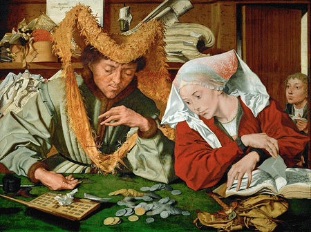 Marinus van Reymerswaele | Tax Collector and His Wife | c. 1540 | Image and original data provided by Erich Lessing Culture and Fine Arts Archives/ART RESOURCE, N.Y.; artres.com