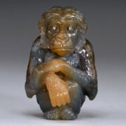 Peter Carl Fabergé; Manufacturer: House of Fabergé, Russian | Chimpanzee | ca. 1900 | banded agate, diamonds | The Walters Art Museum