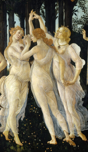 Sandro Botticelli, Detail of: Primavera; Allegory of Spring, c. 1478, Galleria degli Uffizi. Image and original data provided by ©SCALA, Florence/ART RESOURCE, N.Y.; artres.com; scalarchives.com