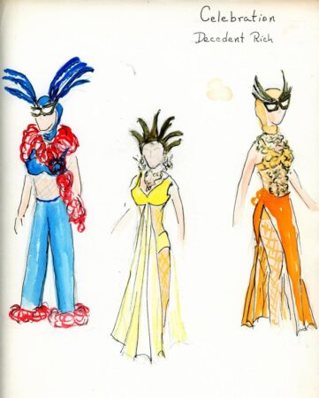 Joy Spanabel Emery, Decadent Rich 3 sketch, 1970. University of Rhode Island: Theatre Department Images