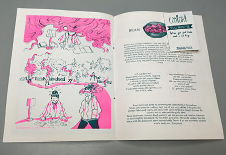 Take Heart zine featuring work by Leanna Bleakney and Olivia Kim and mini zine insert by Jennifer Fryer. Photo by Heather Evelyn