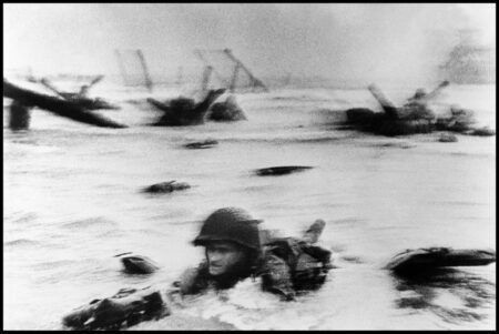 Robert Capa. Normandy; Operation Overlord; the first wave of American troops lands at dawn. 1944. ©ROBERT CAPA © 2001 By Cornell Capa / Magnum Photos