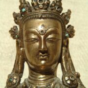 Himachal Pradesh, Lahaul-Spiti, Dankhar Gompa, India. Vajradhara (Jina) Buddha, detail. c. 15th-16th century.ca. metal (bronze?), turquoise. Image and data provided by Rob Linrothe.