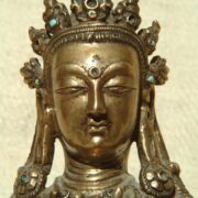 Himachal Pradesh, Lahaul-Spiti, Dankhar Gompa, India. Vajradhara (Jina) Buddha, detail. c. 15th-16th century.ca. metal (bronze?), turquoise. Image and data provided by Rob Linrothe.