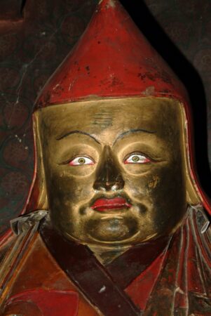 Gyangzê, Shigatse,Tibet, China. Nam-mkha'-bzang-po. sKu-'bum Chorten (Gyantse Kumbum), detail: Dolpopa's face. 1427-1442. Image and data provided by Rob Linrothe.