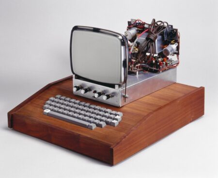 Steve Wozniak, Steve Jobs, and Ron Wayne. Personal computer, model Apple I.