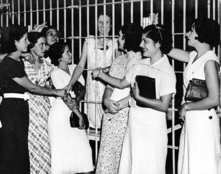 Mexican dressmakers on strike against Dorothy Frocks Co. visit Myrle Zappane