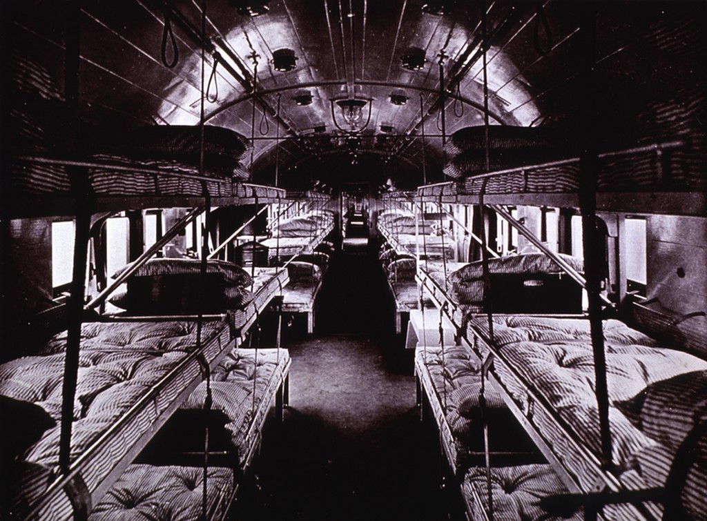 Hospital Trains Interior view of Ward car. Photoprint.