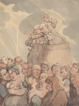 Thomas Rowlandson, 1756-1827, British. A Tub Thumper. An Election Speech. Between 1817 and 1920.
