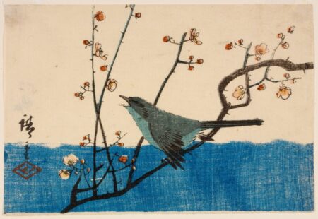 Woodblock print of bird