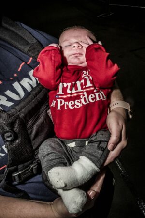 Baby dressed in "Trump for President" shirt